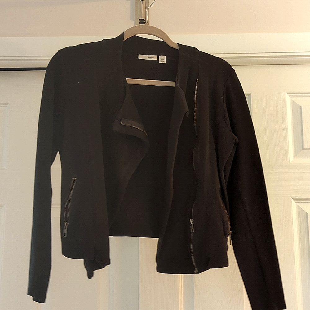 100% cotton cropped moto jacket